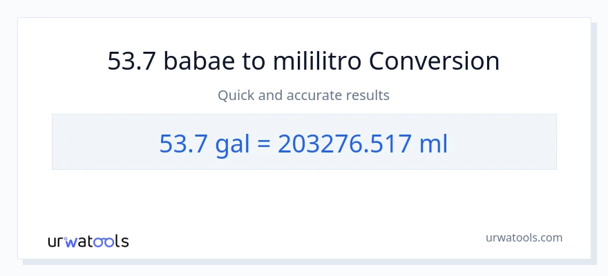 53.7 Mga galon patungong mga mililitro na conversion