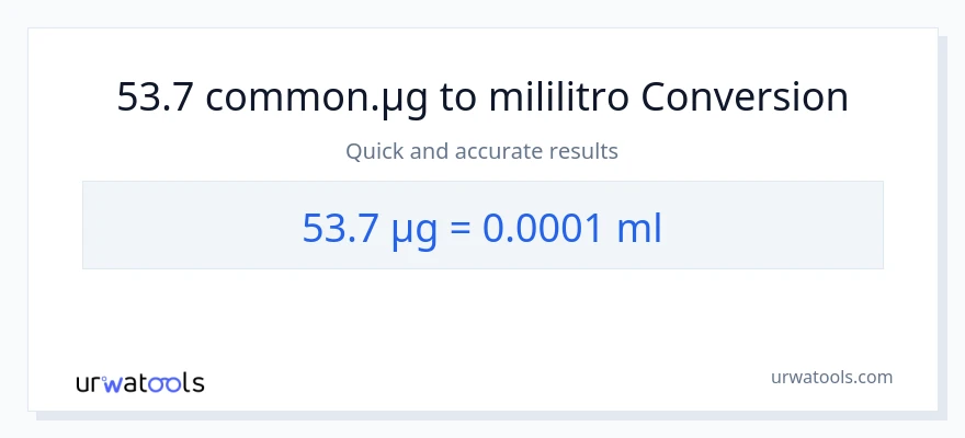53.7 mga mikrogramo patungong mga mililitro na conversion