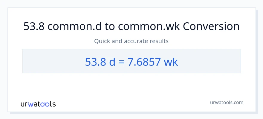การแปลง 53.8 วัน เป็น สัปดาห์