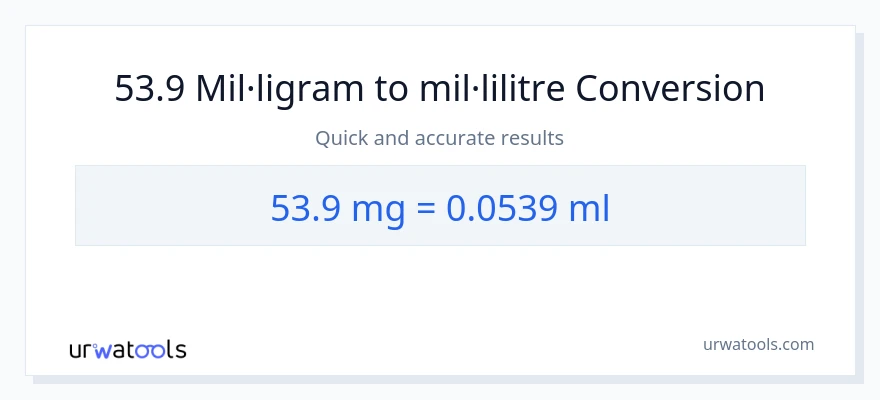 Conversió de 53.9 mil·ligrams a mil·lilitres
