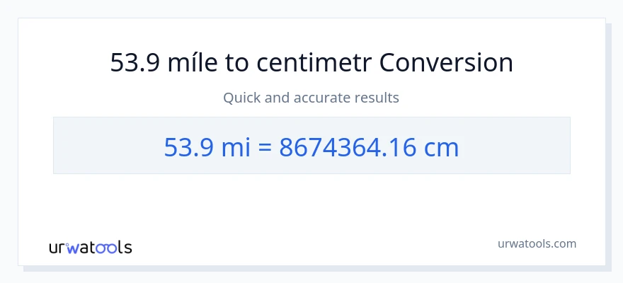 Konverze z míle na Centimetry: 53.9
