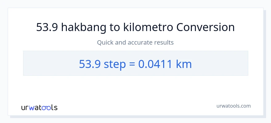 53.9 mga hakbang patungong Kilometro na conversion