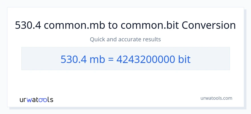 530.4 Megabytes patungong Bits na conversion