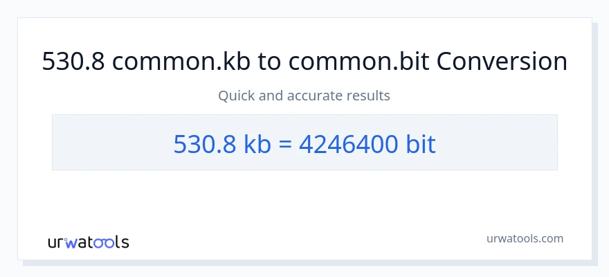 530.8 Kilobytes patungong Bits na conversion