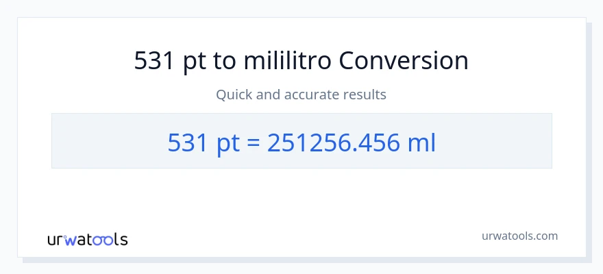 531 Pints patungong mga mililitro na conversion