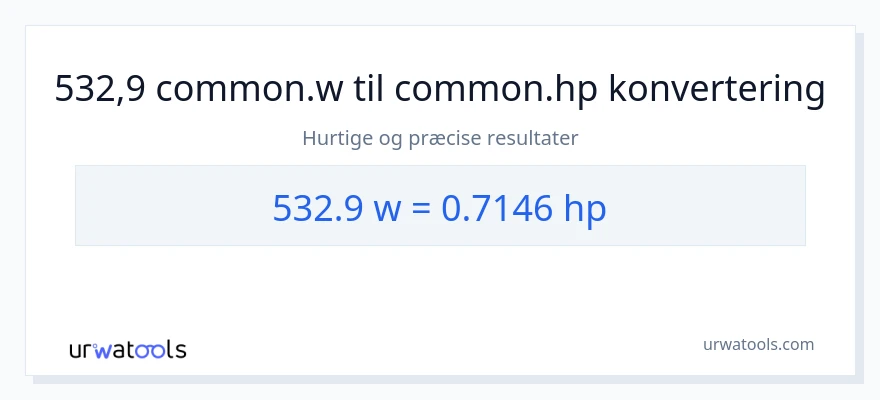 532.9 watt til hestekræfter konvertering
