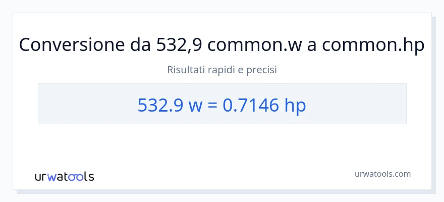 Conversione da 532.9 watt a potenza