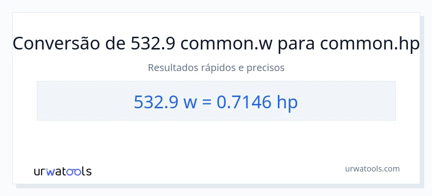 Conversão de 532.9 watts para cavalos de potência
