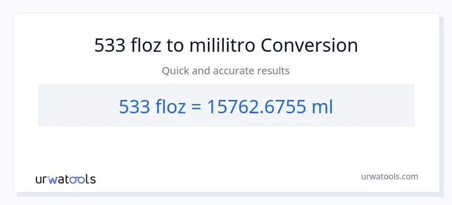 533 mga onsa ng likido patungong mga mililitro na conversion