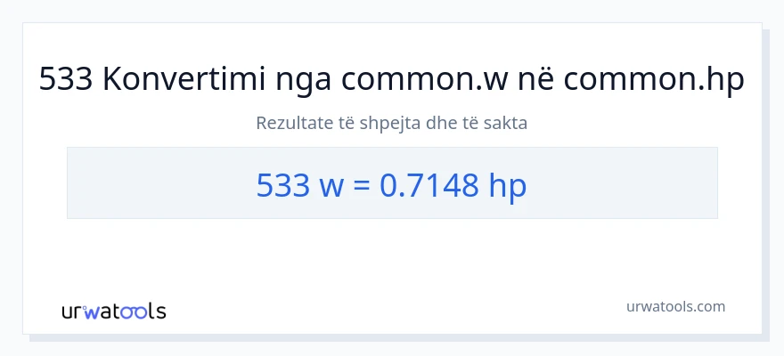 Konvertimi 533 vat në kuajfuqi