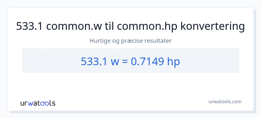 533.1 watt til hestekræfter konvertering