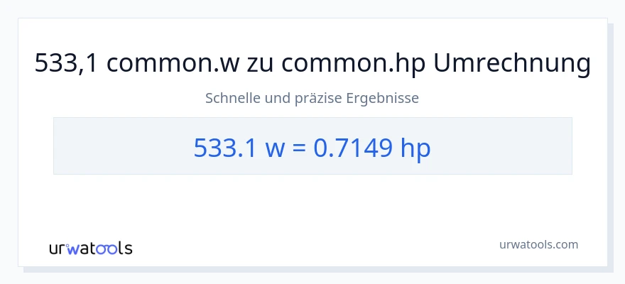 533.1 Watt zu PS Umwandlung