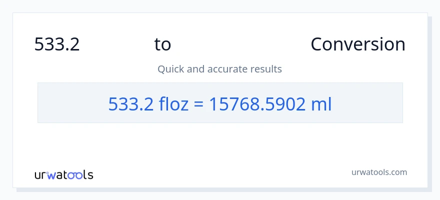 533.2 ദ്രാവക ഔൺസ് ൽ നിന്ന് മില്ലിലിറ്റർ ലേക്ക് പരിവർത്തനം