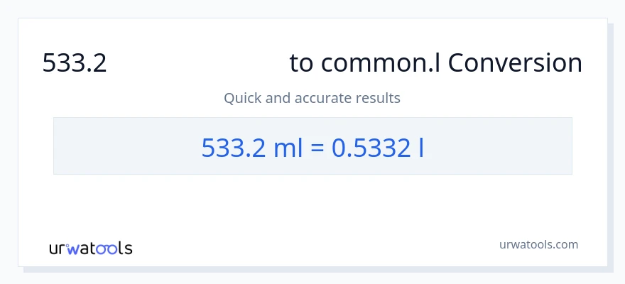 533.2 మిల్లీలీటర్లు నుండి Liters కు మార్పిడి