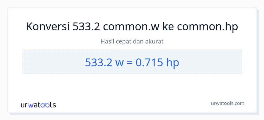 Konversi 533.2 watt ke daya kuda