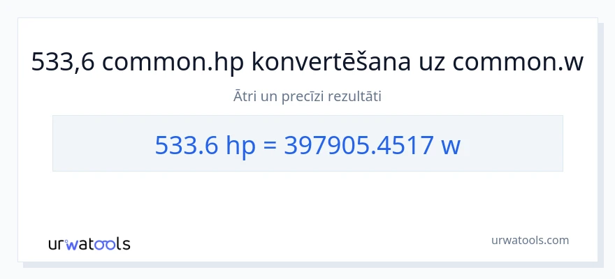 533.6 zirgspēki uz vati konversiju