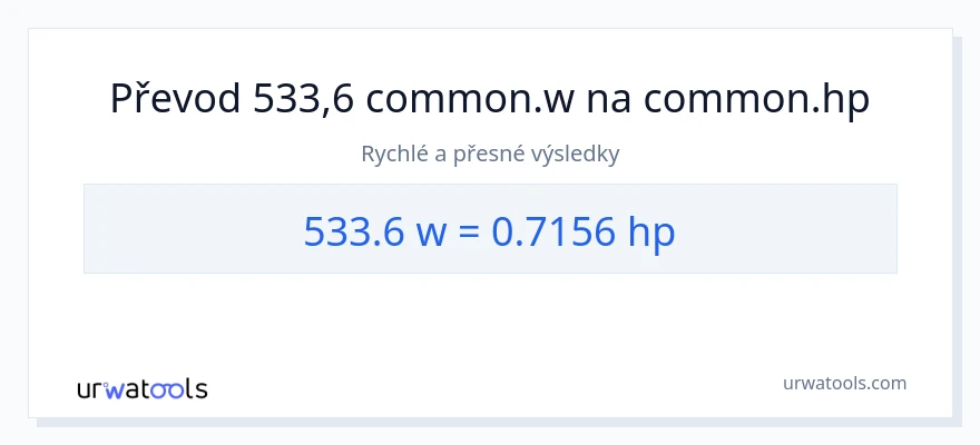 Konverze z watty na koňská síla: 533.6
