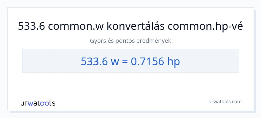 533.6 watt - lóerő konverzió