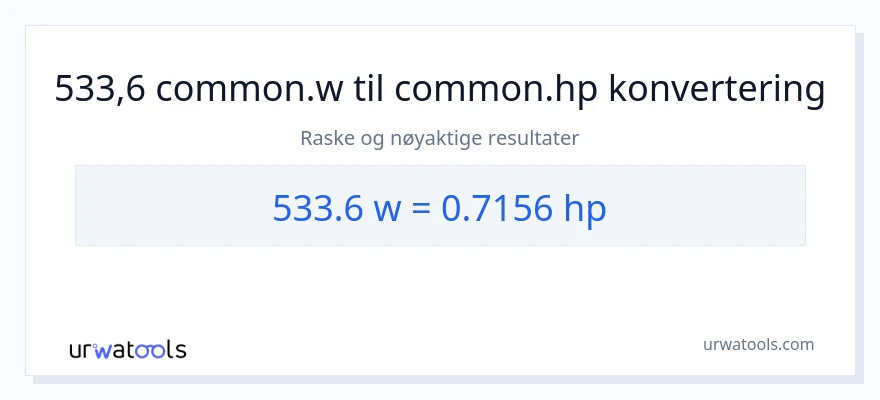 533.6 watt til hestekrefter konvertering