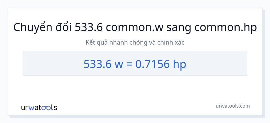 Chuyển đổi 533.6 watt sang mã lực