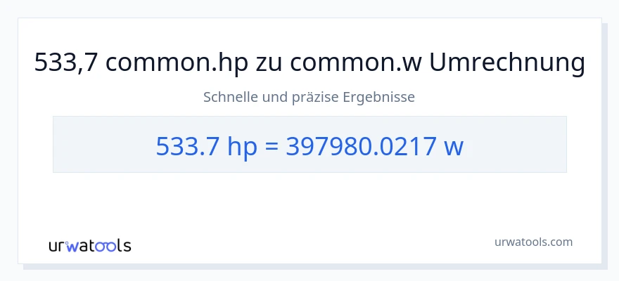 533.7 PS zu Watt Umwandlung