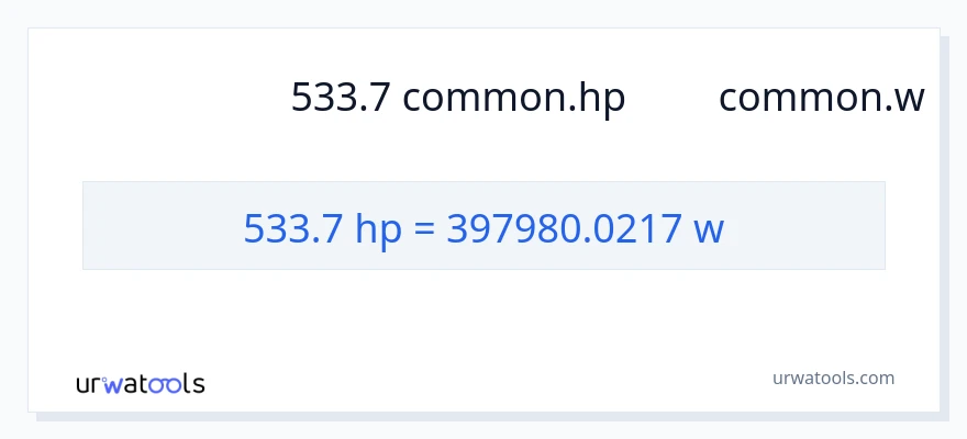 การแปลง 533.7 แรงม้า เป็น วัตต์