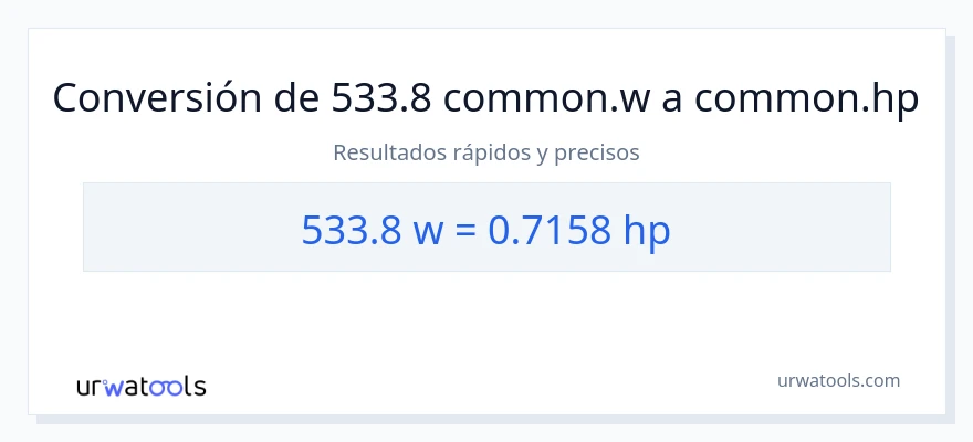 Conversión de 533.8 vatios a caballo de fuerza