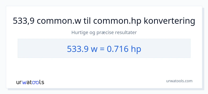 533.9 watt til hestekræfter konvertering