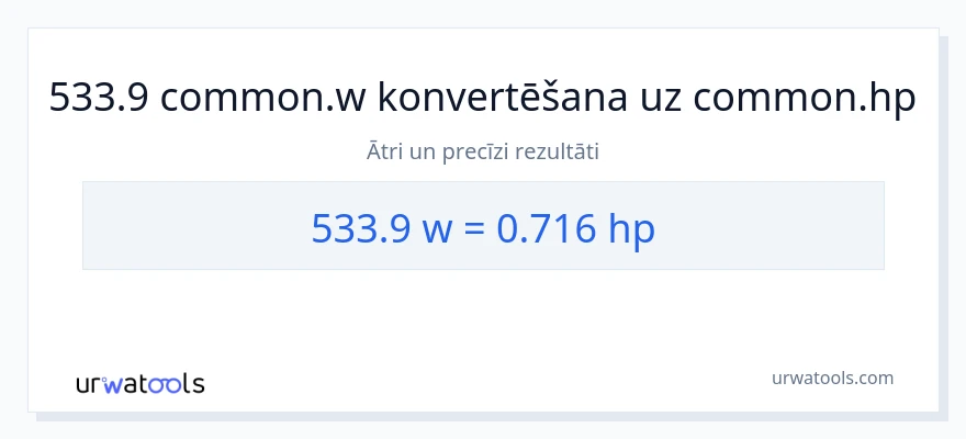 533.9 vati uz zirgspēki konversiju
