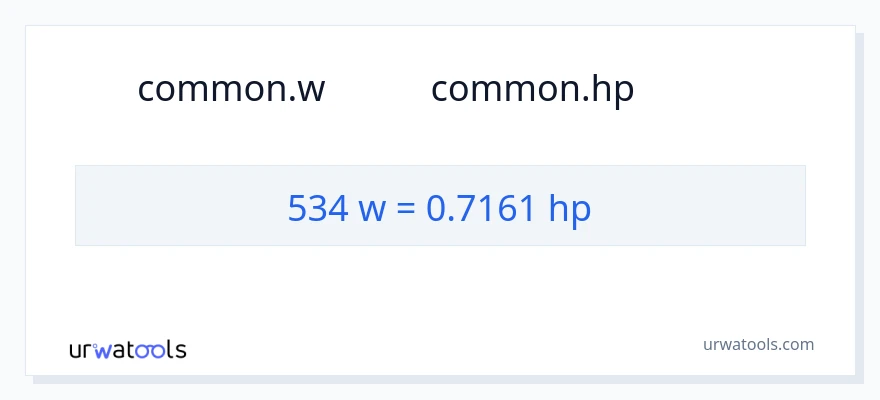 534 ওয়াট থেকে অশ্বশক্তি রূপান্তর
