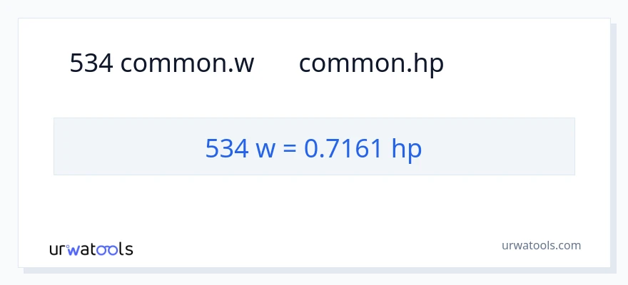 534 વોટ્સ થી હોર્સપાવર રૂપાંતર