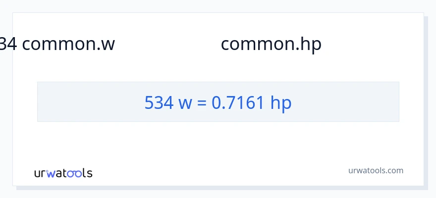 534 வாட்ஸ் இலிருந்து குதிரைத்திறன் வரை மாற்றம்