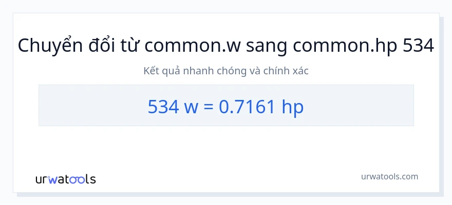 Chuyển đổi 534 watt sang mã lực