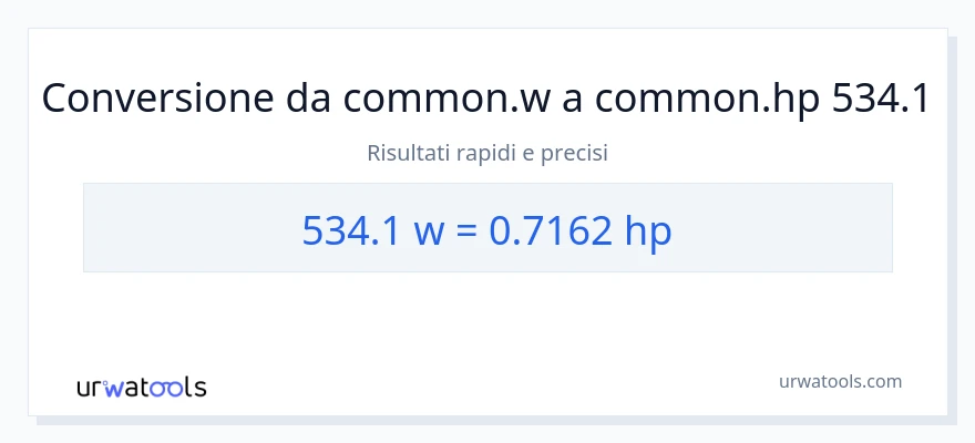 Conversione da 534.1 watt a potenza