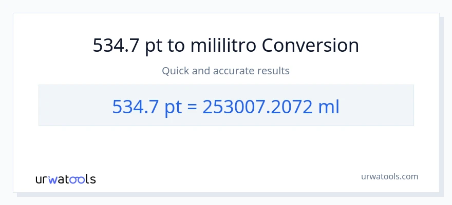 534.7 Pints patungong mga mililitro na conversion