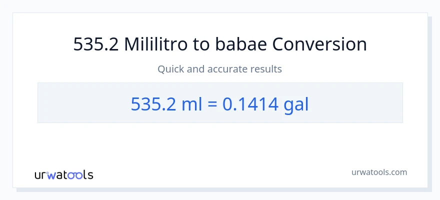 535.2 mga mililitro patungong Mga galon na conversion