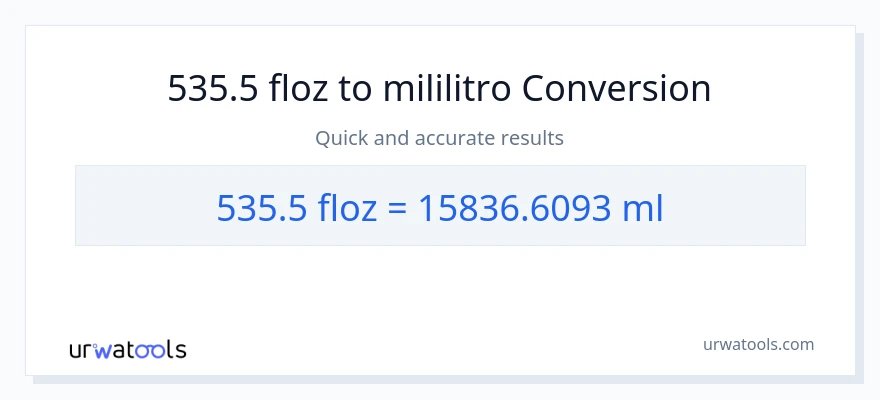 535.5 mga onsa ng likido patungong mga mililitro na conversion
