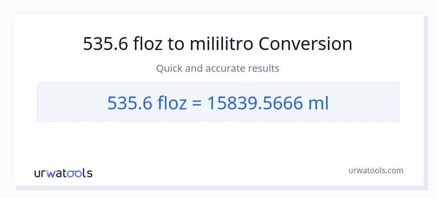 535.6 mga onsa ng likido patungong mga mililitro na conversion