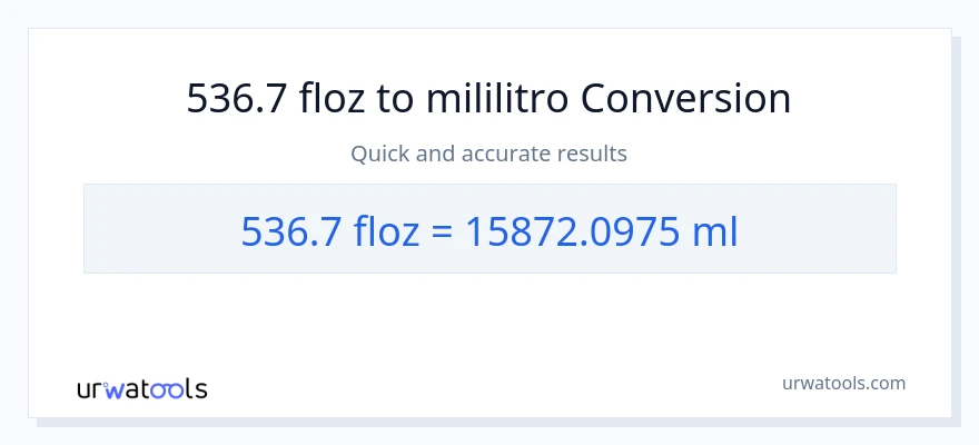 536.7 mga onsa ng likido patungong mga mililitro na conversion