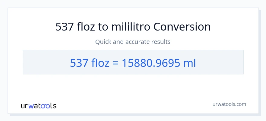 537 mga onsa ng likido patungong mga mililitro na conversion