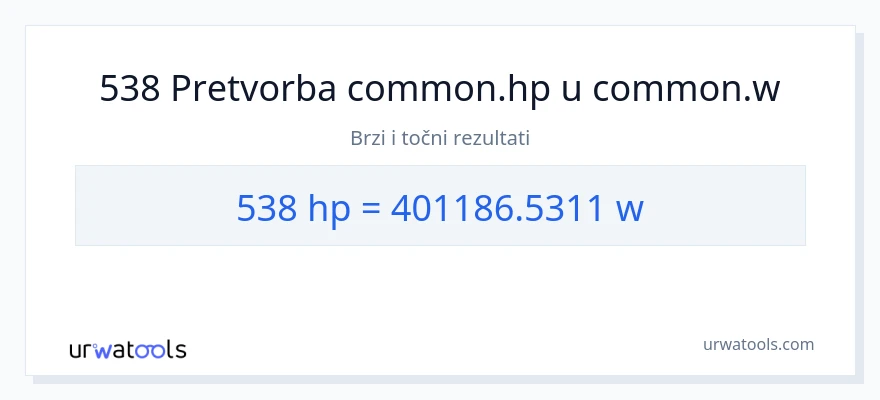Konverzija od konjske snage do vati: 538
