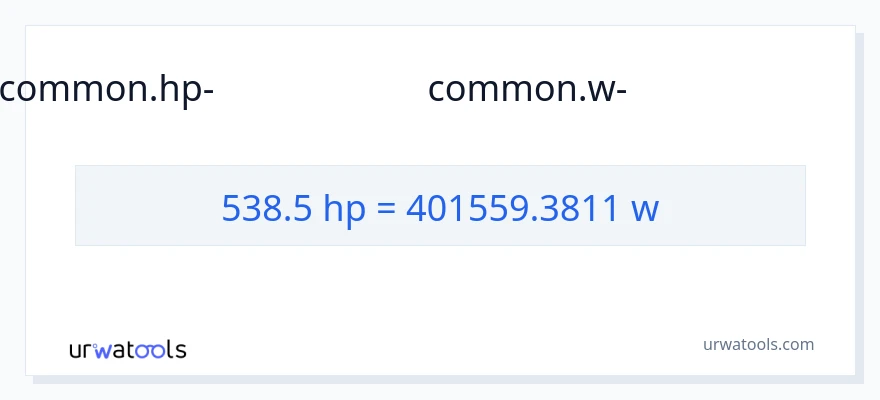 538.5 കുതിരശക്തി ൽ നിന്ന് വാട്ട്സ് ലേക്ക് പരിവർത്തനം