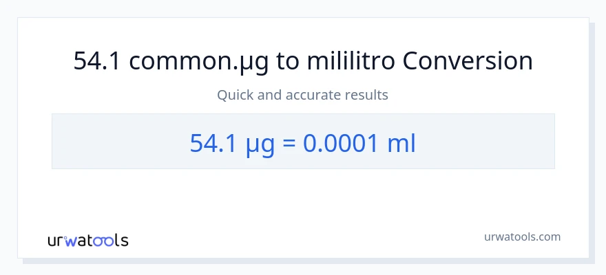 54.1 mga mikrogramo patungong mga mililitro na conversion
