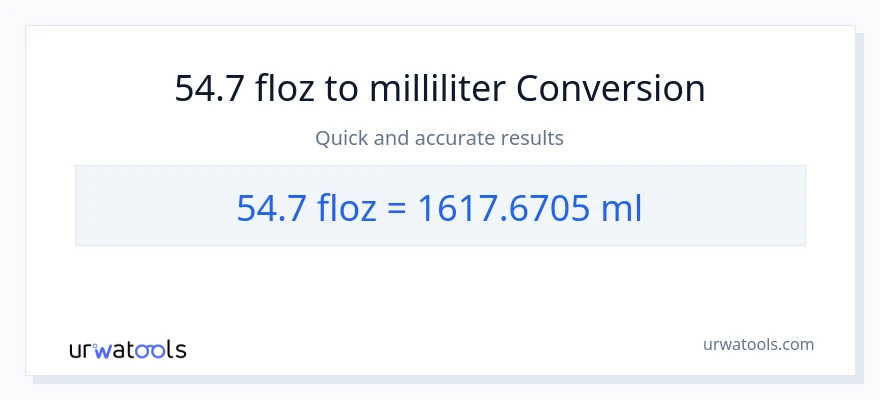 54.7 flydende ounces til milliliter konvertering