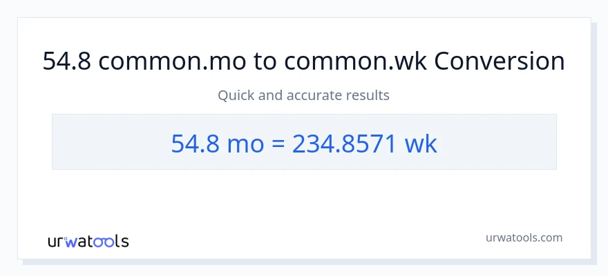 Conversió de 54.8 Mesos a Setmanes