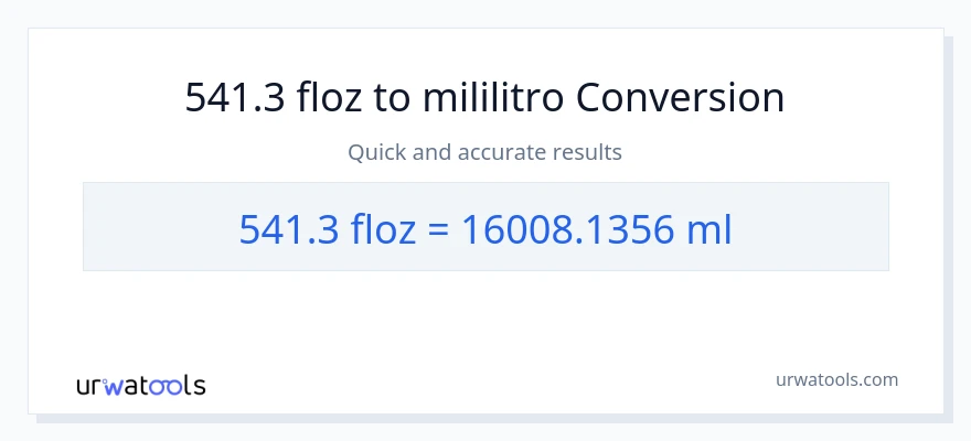 541.3 mga onsa ng likido patungong mga mililitro na conversion