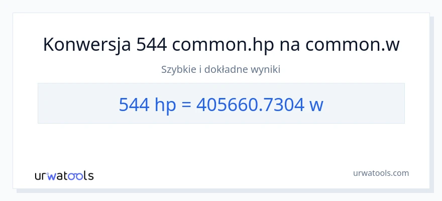 Konwersja 544 moc w koniach mechanicznych do watów