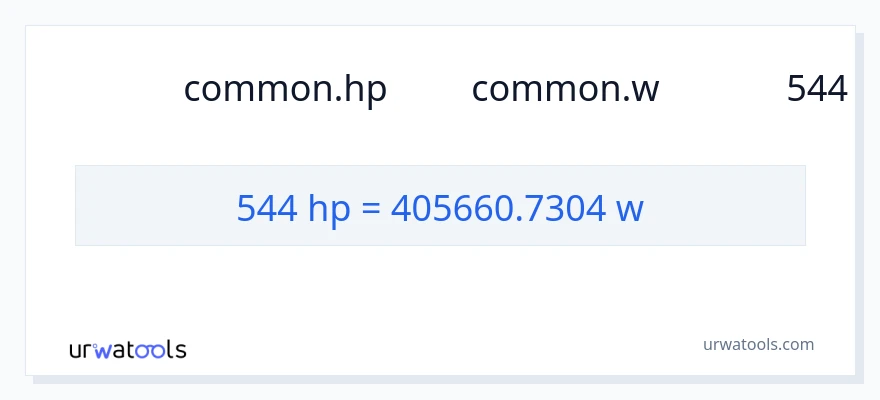 การแปลง 544 แรงม้า เป็น วัตต์