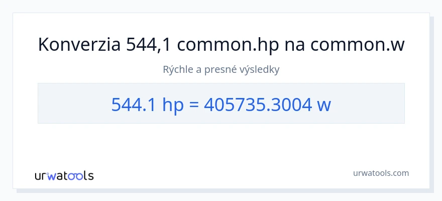 Konverzia z konská sila na watty: 544.1