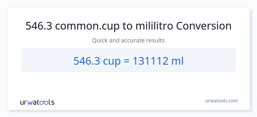 546.3 mga tasa patungong mga mililitro na conversion
